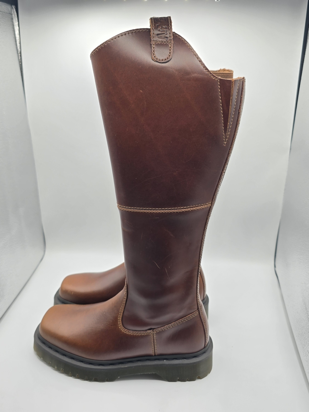 NWOT Dr. Martens Women's 6 Tall Riding Brown Leather Boots Boho Western Cute - Picture 2 of 10